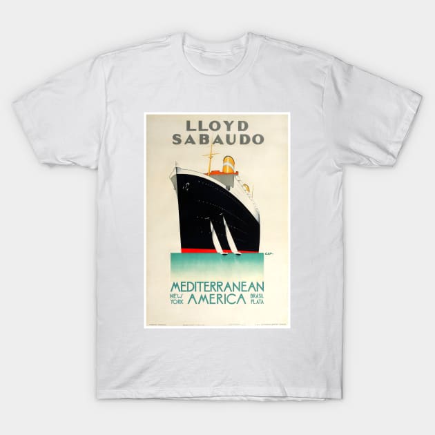 Vintage Travel Poster Itlay Lloyd Sabaudo T-Shirt by vintagetreasure